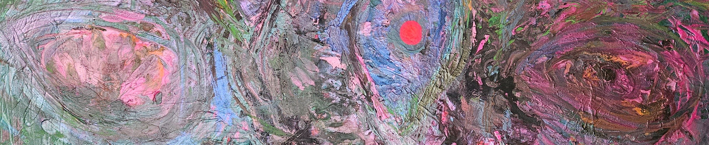 Art "Cosmic Eyes" by DFB Original Abstract Acrylic Painting on 48x24x1.5in Canvas