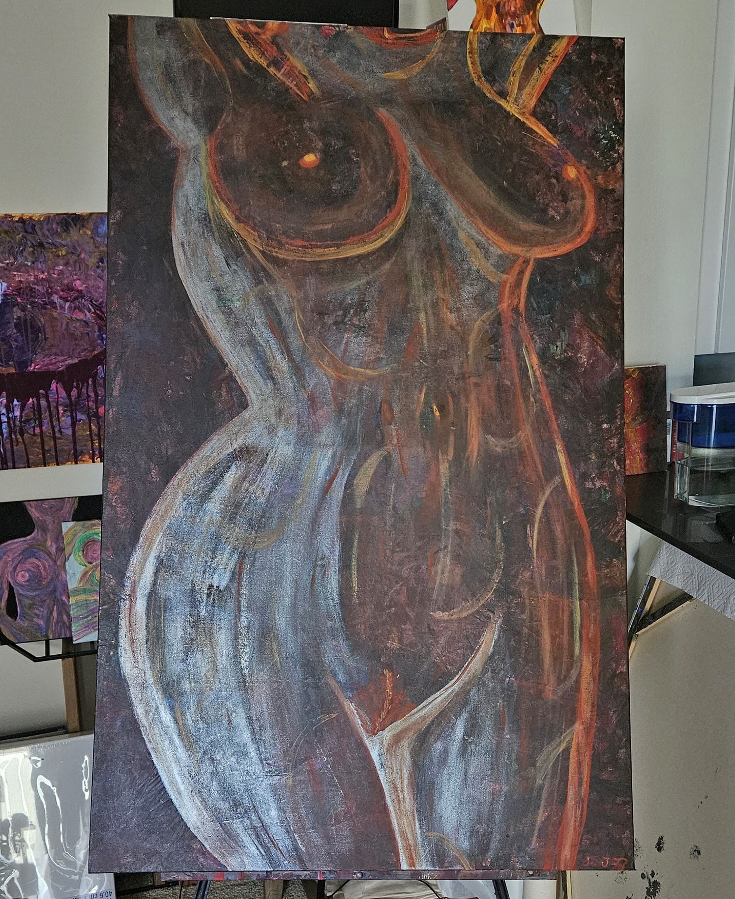 Art "The Woman" (Goddess Series 1) by DFB Original Abstract Acrylic Painting on 30x48x1.5in Canvas