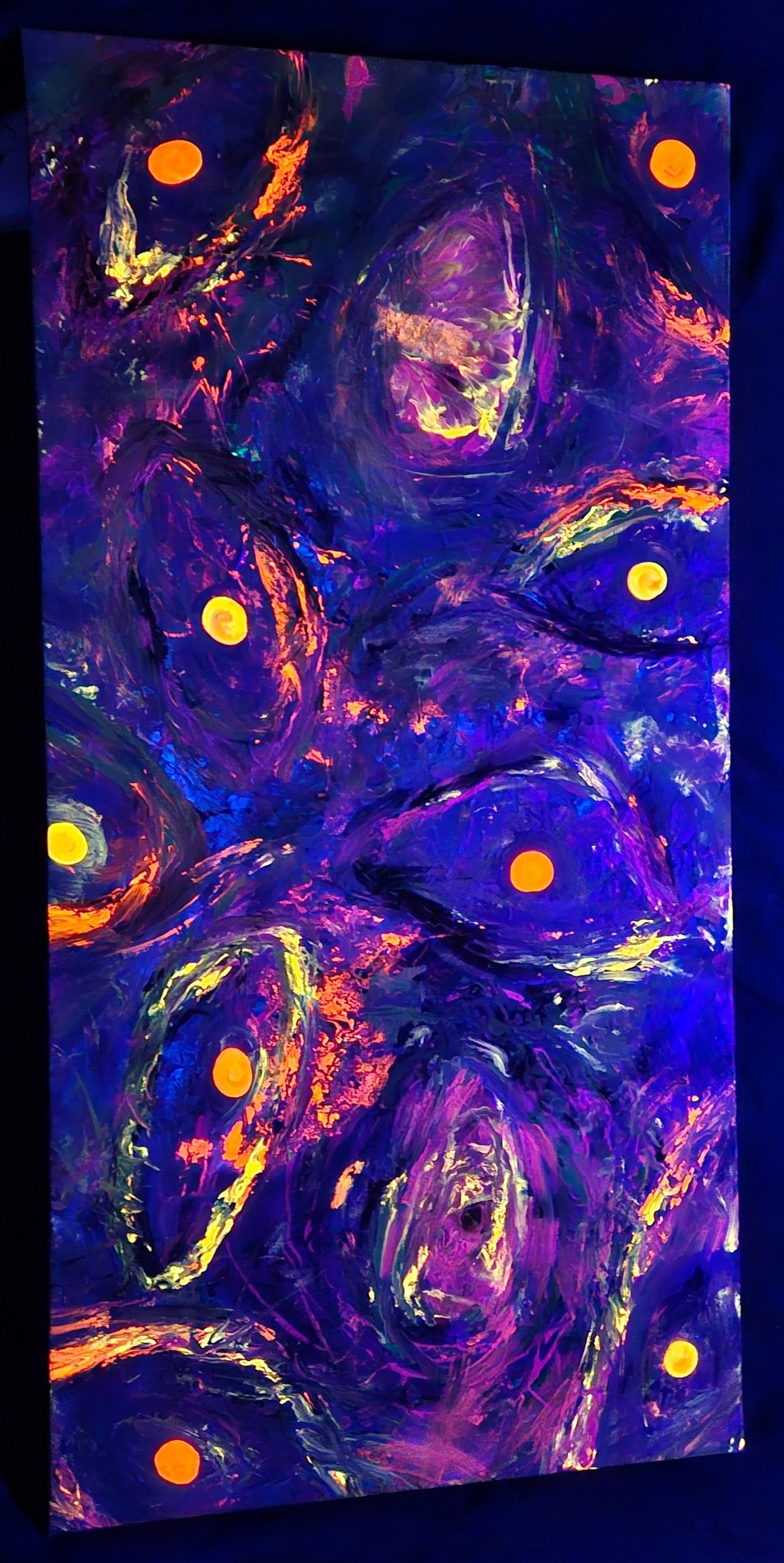 Art "Cosmic Eyes" by DFB Original Abstract Acrylic Painting on 48x24x1.5in Canvas