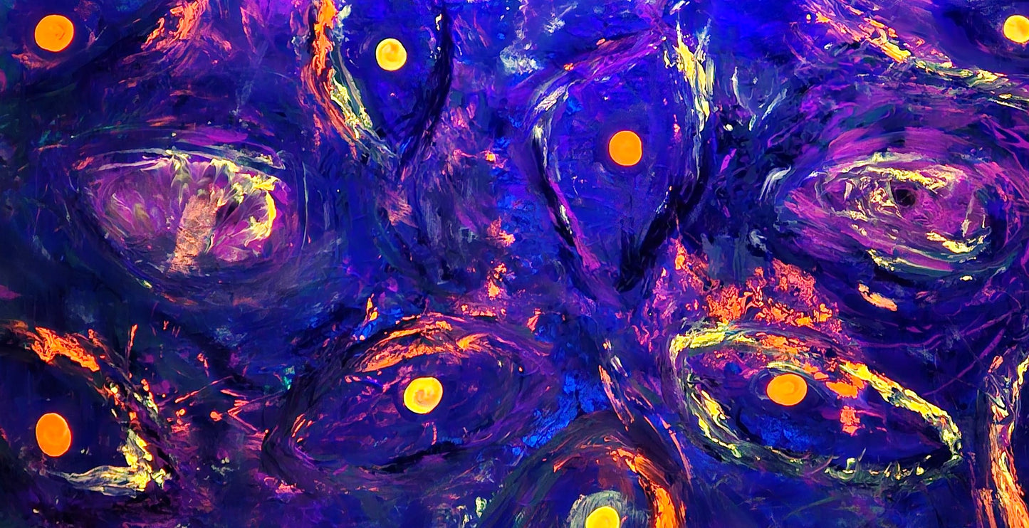 Art "Cosmic Eyes" by DFB Original Abstract Acrylic Painting on 48x24x1.5in Canvas