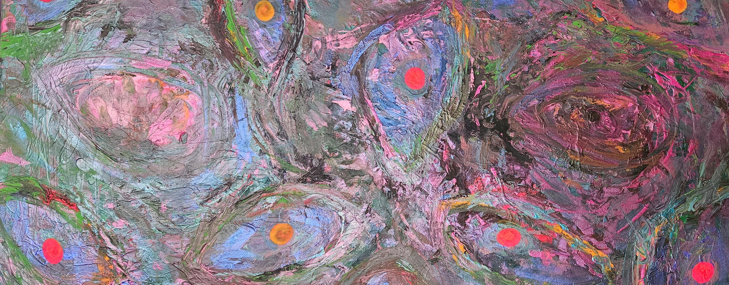 Art "Cosmic Eyes" by DFB Original Abstract Acrylic Painting on 48x24x1.5in Canvas