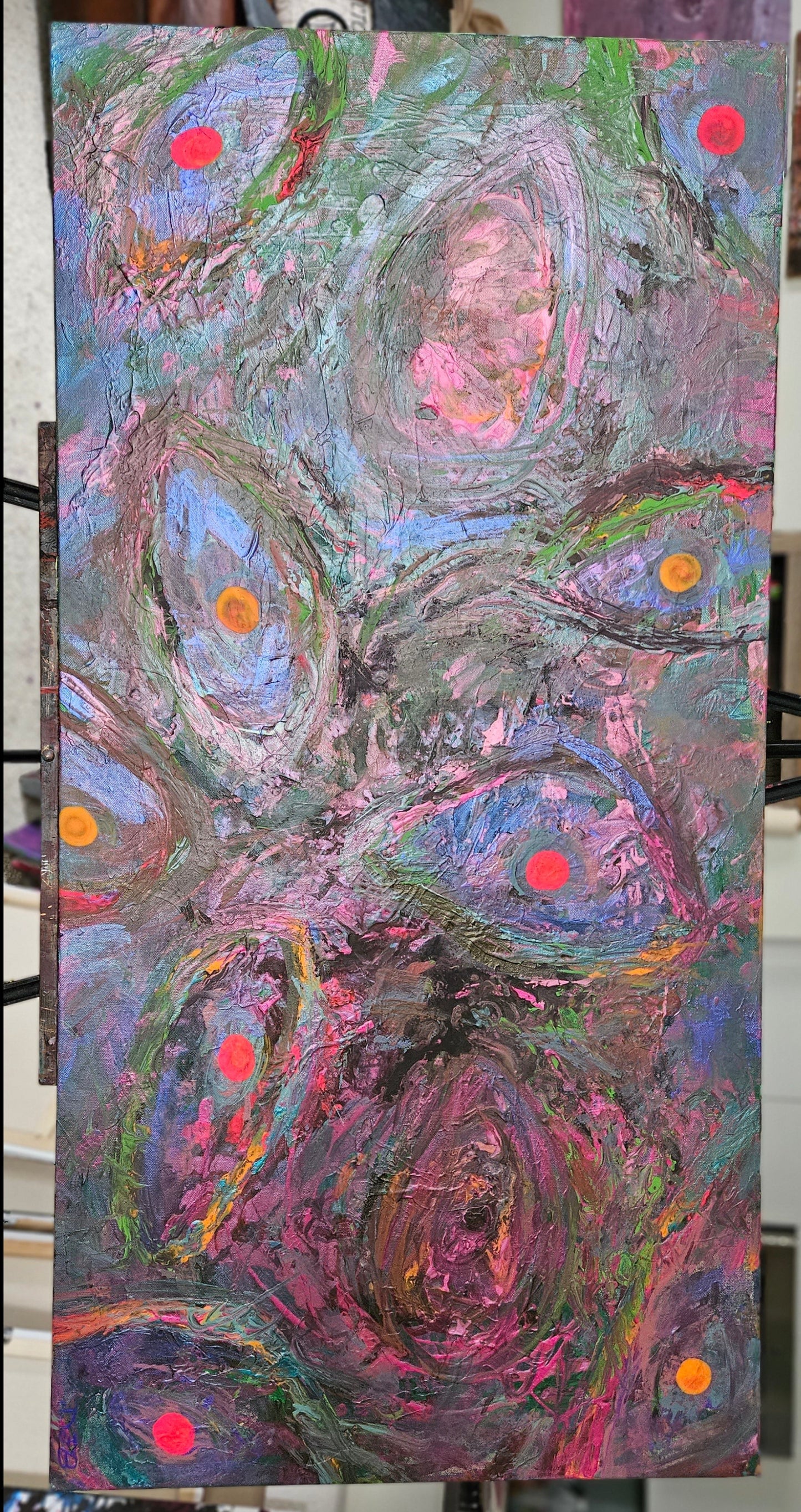 Art "Cosmic Eyes" by DFB Original Abstract Acrylic Painting on 48x24x1.5in Canvas