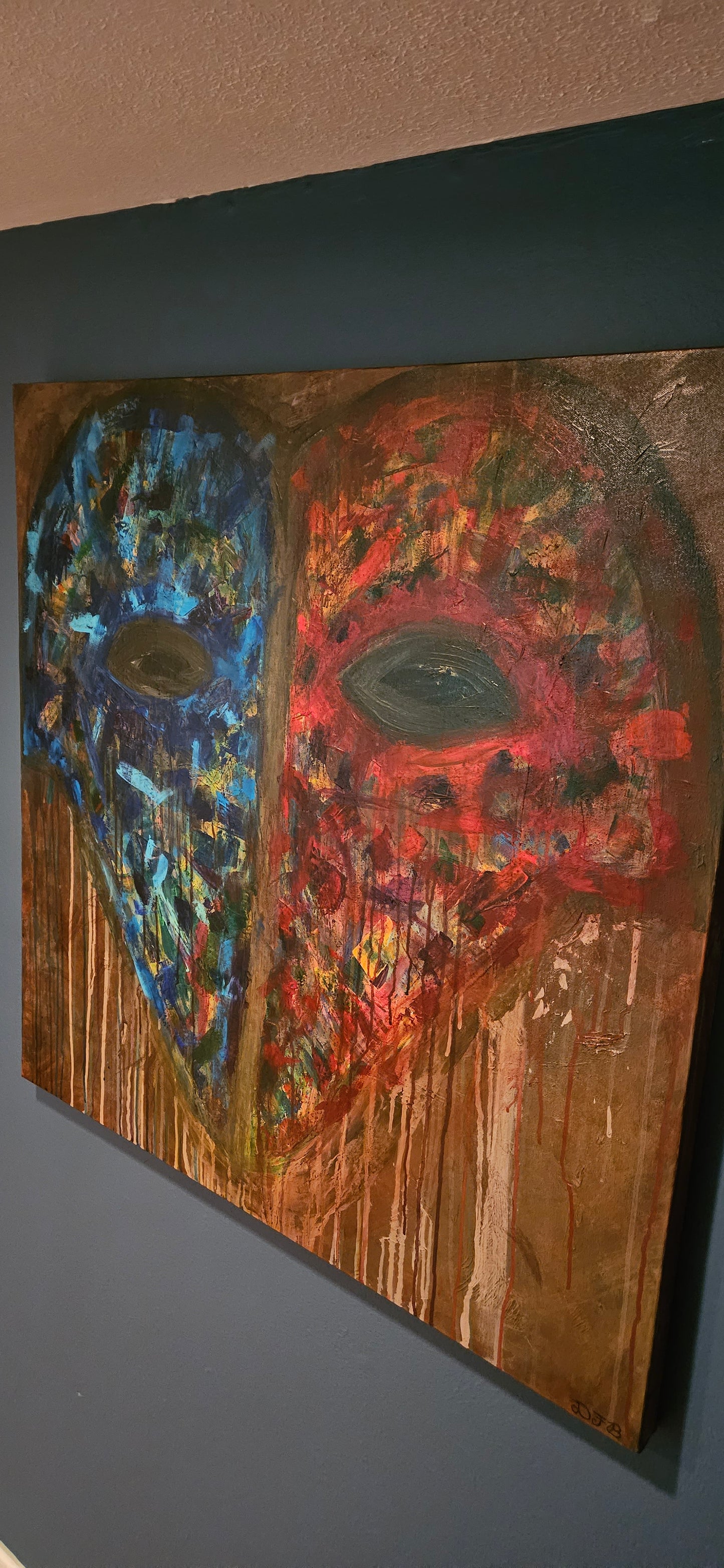 Art "What Follows" (Mask Series 2) by DFB Original Abstract Acrylic Painting on 30x30x1.5in Canvas