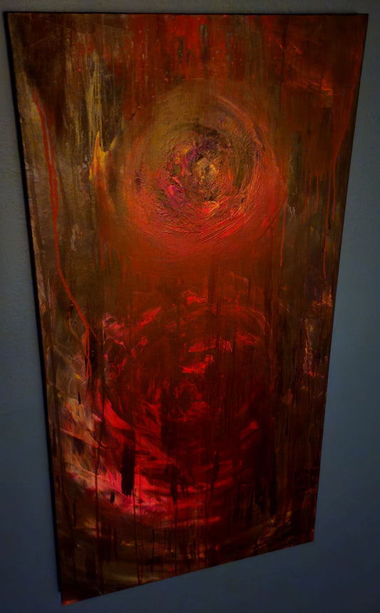 Art "The Cycle Continues" by DFB Original Abstract Acrylic Painting on 48x24x1.5in Canvas