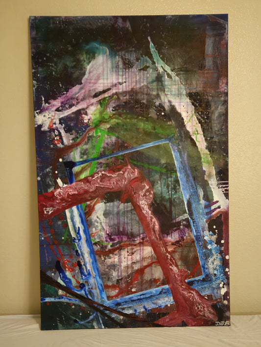 Art "Q" by DFB Original Abstract Acrylic Painting on 30x48x0.75in Canvas