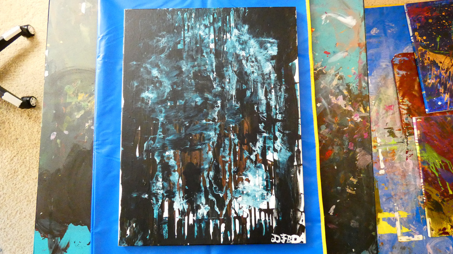 Art "Shroud" by DFB and DA Abstract Acrylic Painting on 18x24in Canvas