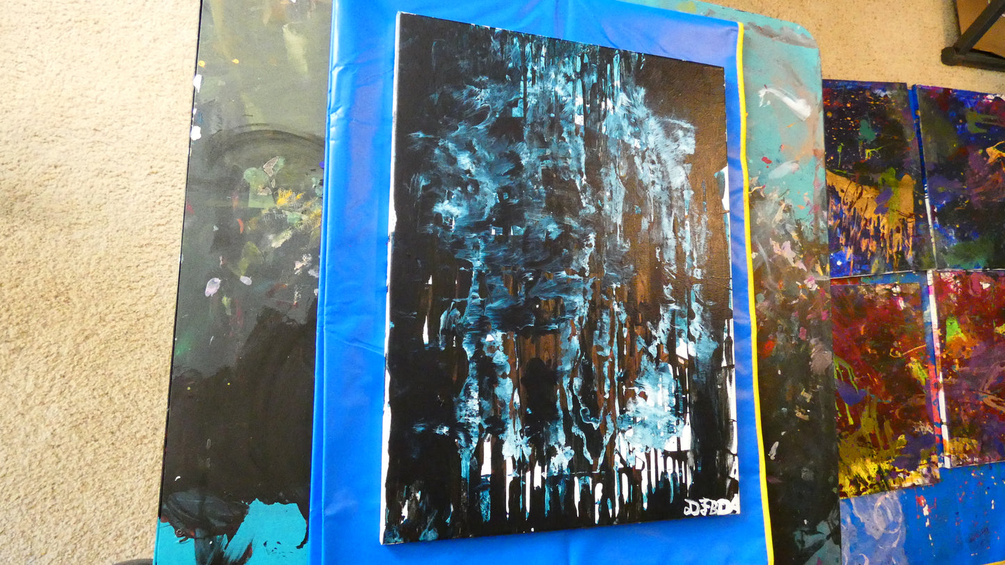 Art "Shroud" by DFB and DA Abstract Acrylic Painting on 18x24in Canvas