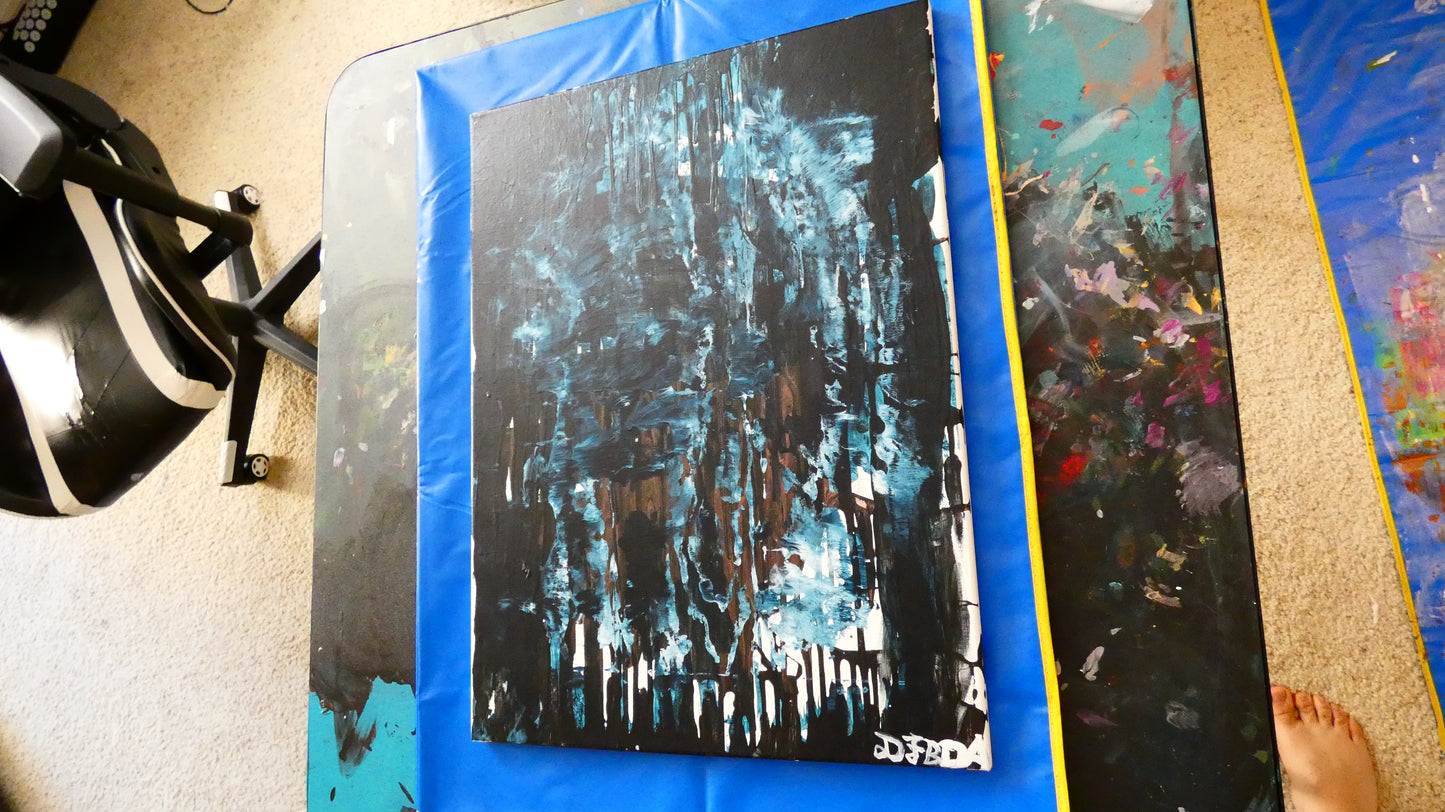 Art "Shroud" by DFB and DA Abstract Acrylic Painting on 18x24in Canvas