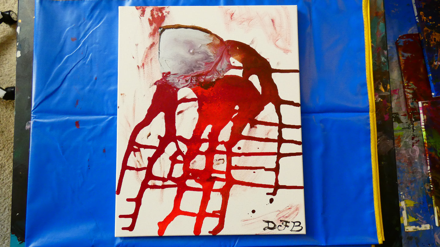 Art "Nightmare Fuel" by DFB Abstract Acrylic Painting on 16x20in Canvas