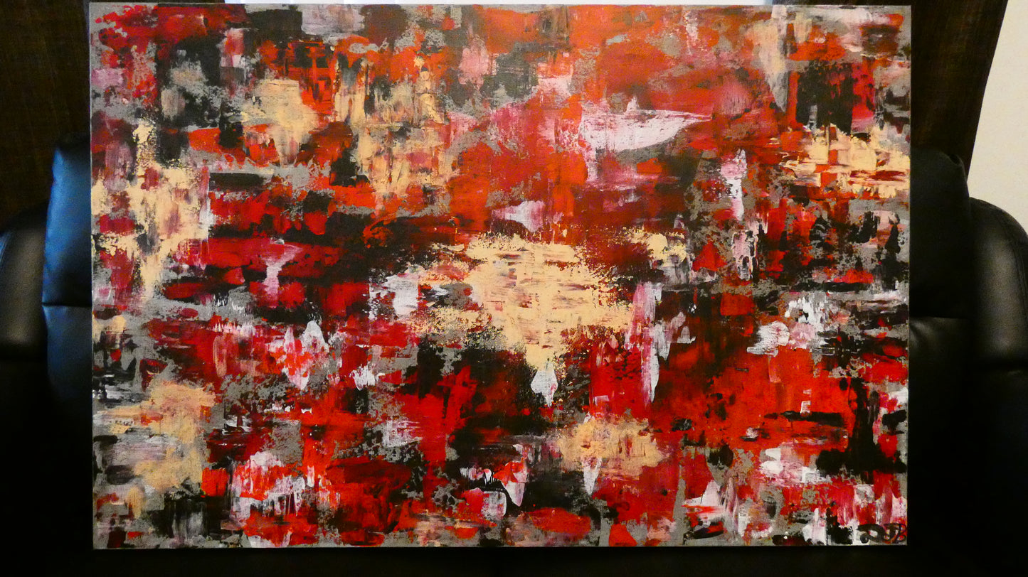 Art "Sanctioned Past" by DFB Abstract Acrylic Painting on 36x24in Canvas