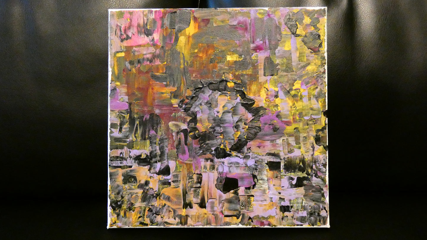 Art "Desk Glamor 2" by DFB Original Abstract Acrylic Painting on 8x8in Canvas