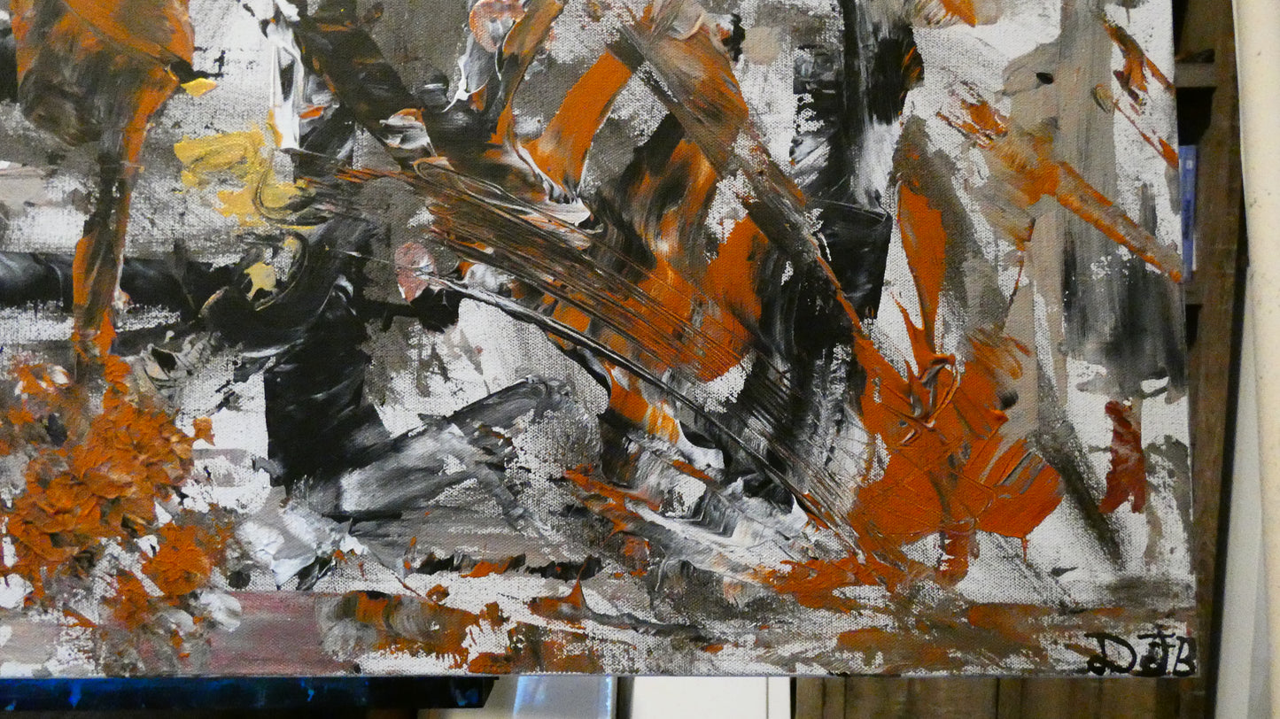 Art "The Ritual of Metal" by DFB Original Abstract Acrylic Painting on 48x24x1.5in Canvas