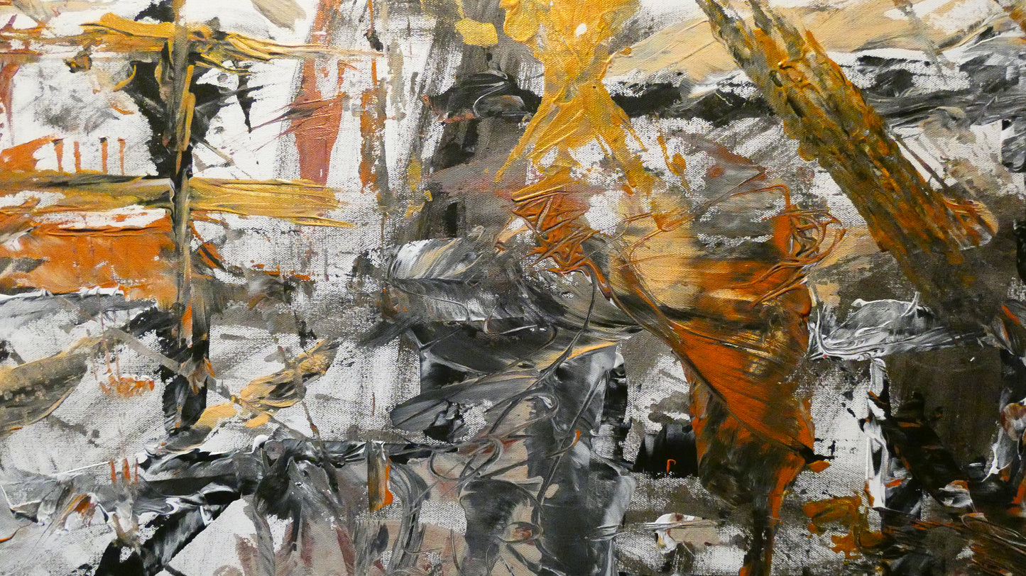 Art "The Ritual of Metal" by DFB Original Abstract Acrylic Painting on 48x24x1.5in Canvas