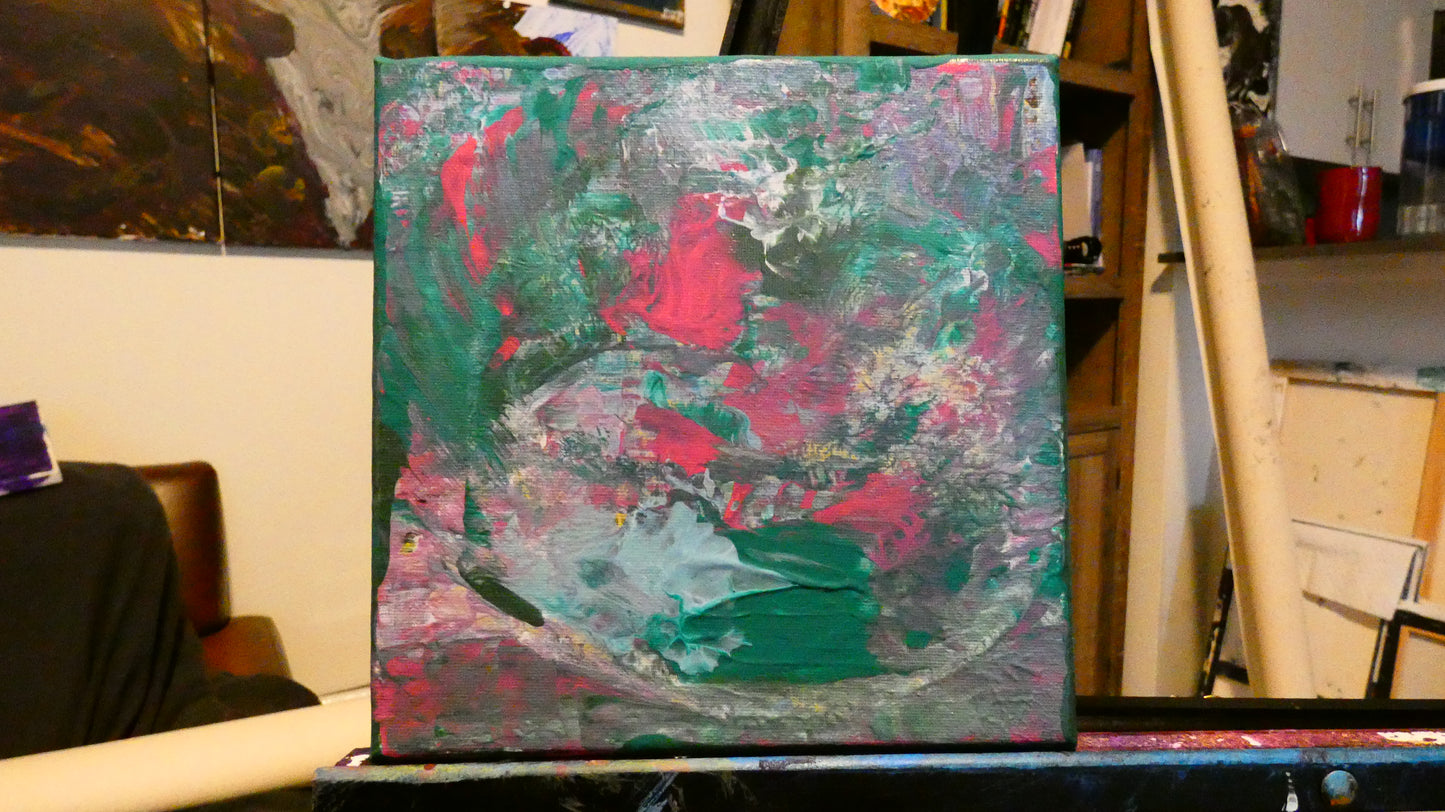 Art "Desk Glamor 14.0" by DFB Abstract Acrylic Painting on 8x8in Canvas