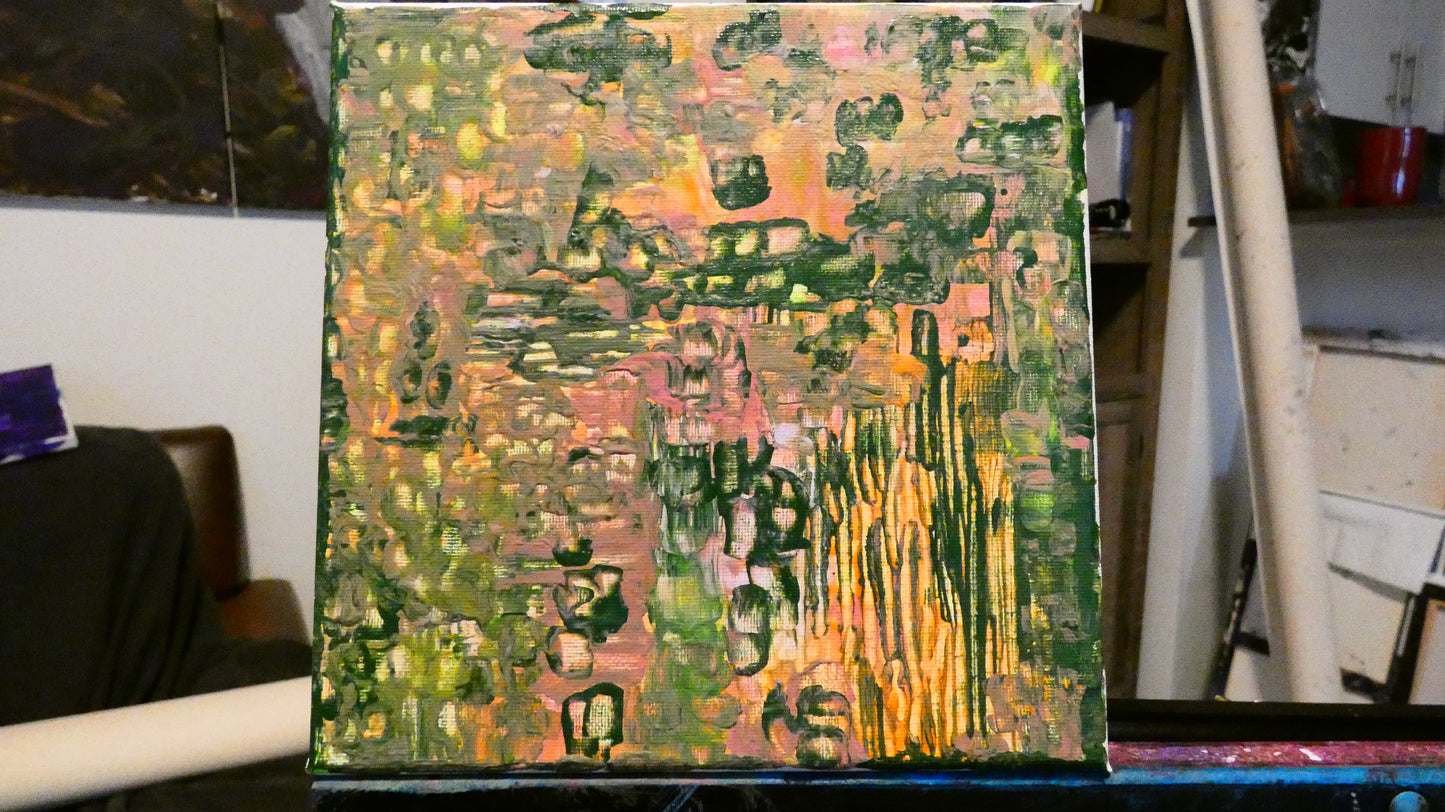 Art "Desk Glamor 12.0" by DFB Abstract Acrylic Painting on 8x8in Canvas