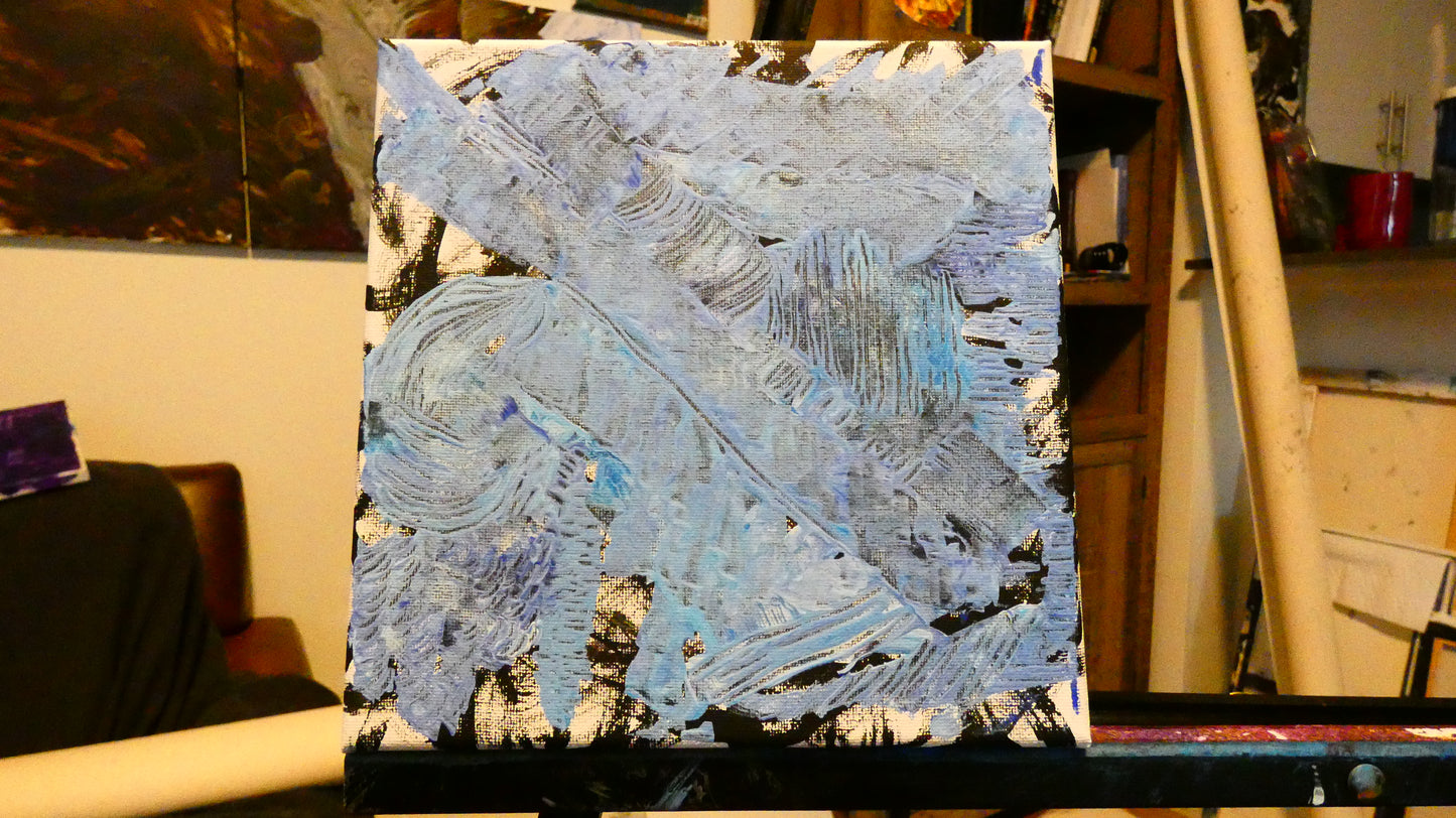 Art "Desk Glamor 11.0" by DFB Abstract Acrylic Painting on 8x8in Canvas