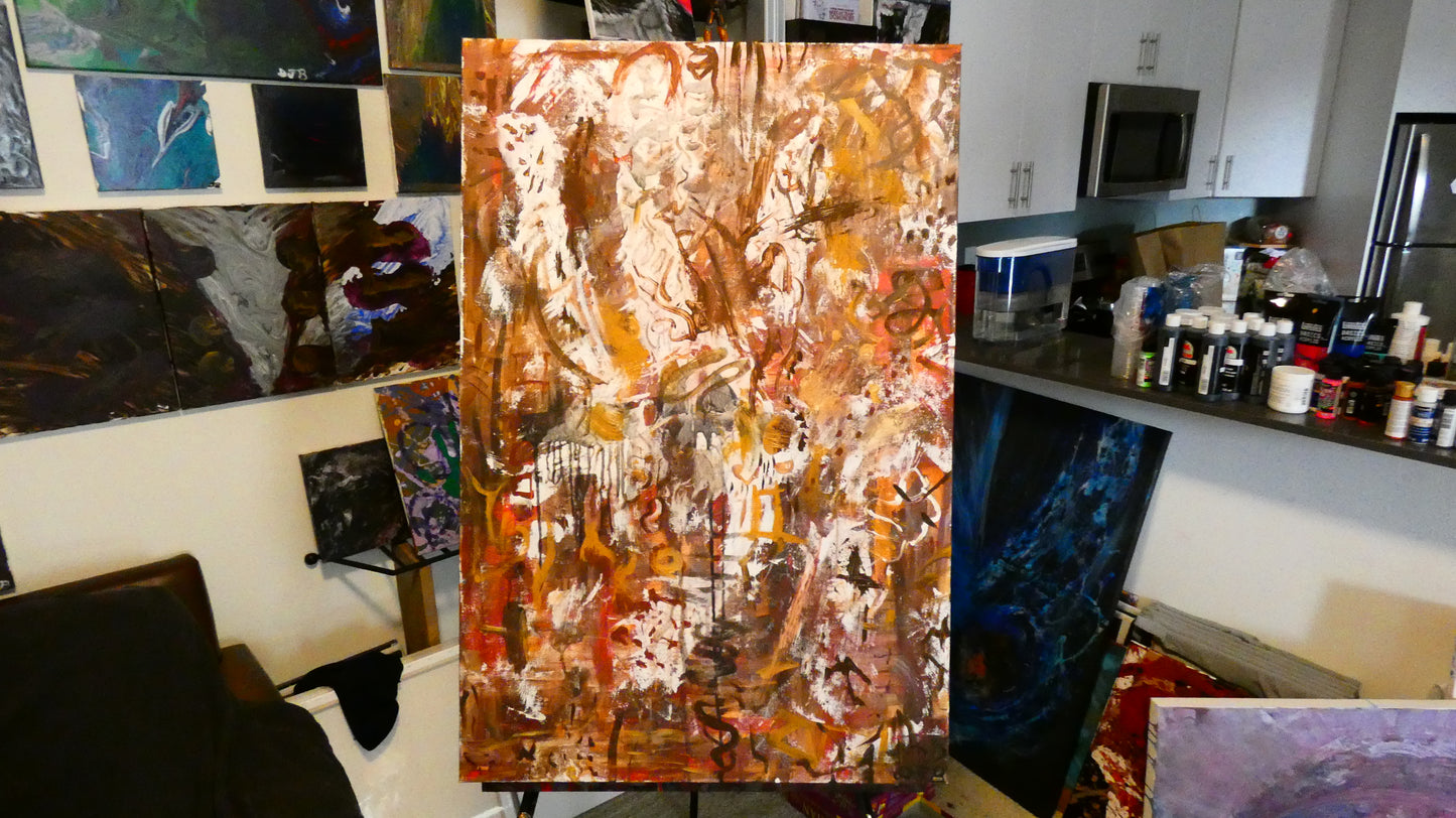 Art "Organized Chaos" by DFB Original Abstract Acrylic Painting on 36x24x1.5in Canvas