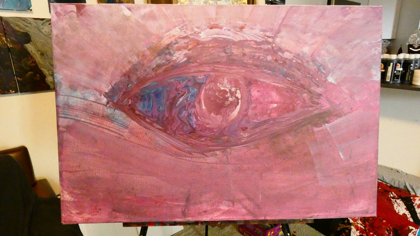 Art "Eye Number 3" by DFB Original Abstract Acrylic Painting on 36x24x1.5in Canvas