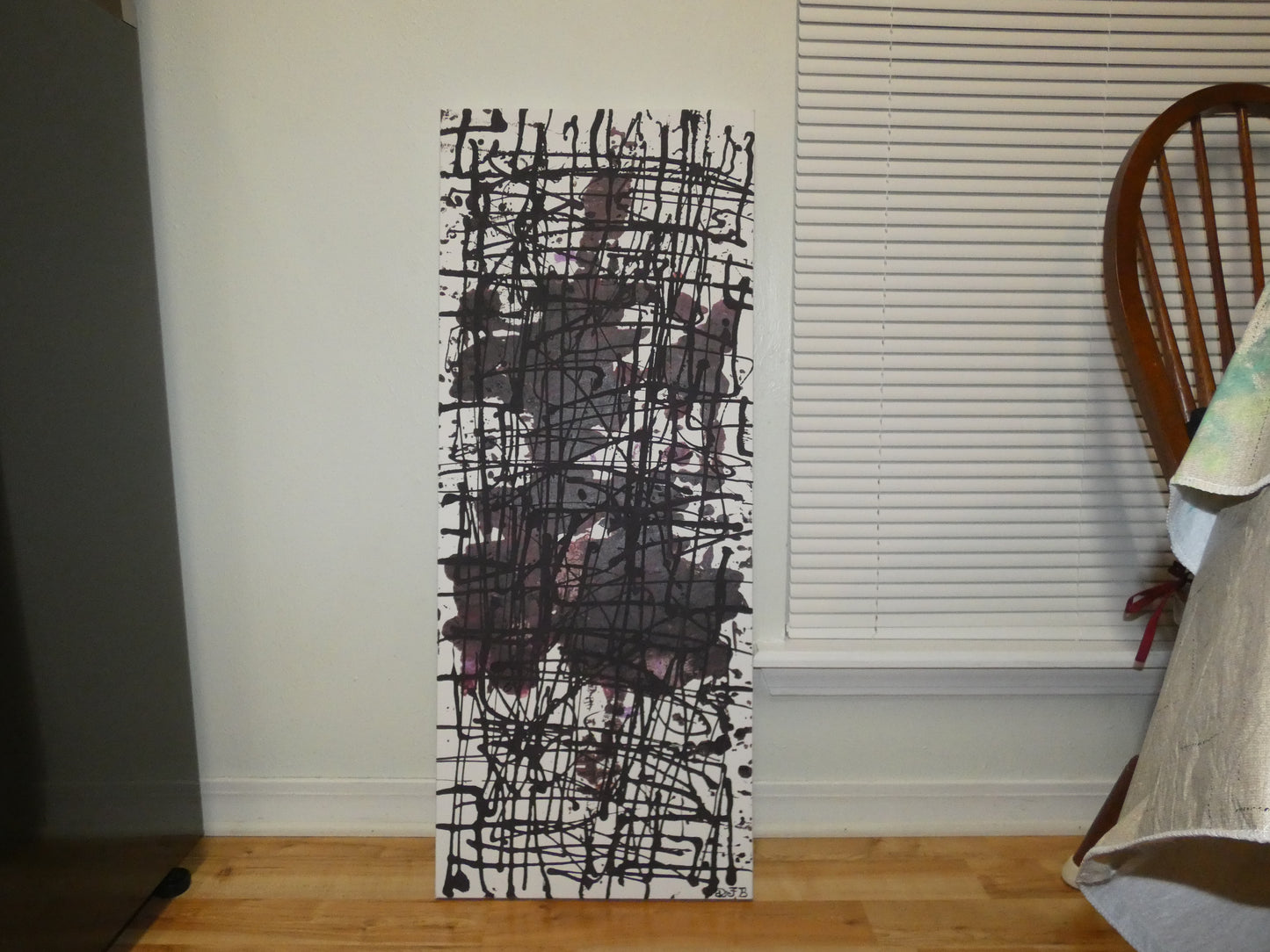 Art "Life's Ladder" by DFB Original Abstract Acrylic Painting on 12x36x1.5in Canvas